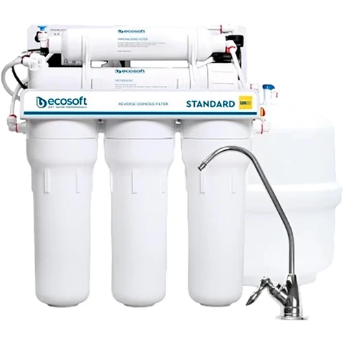 Осмос Ecosoft Standard 5-50P насос (5 ​​ступеней, мембрана 50GPD, кран, бак 12 л) MO550PECOSTD